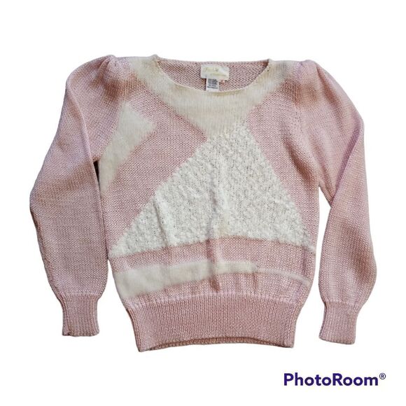 Vintage Lilly of California Barbiecore Geometric Sweater Artsy Size Meduim Pink - Picture 15 of 15